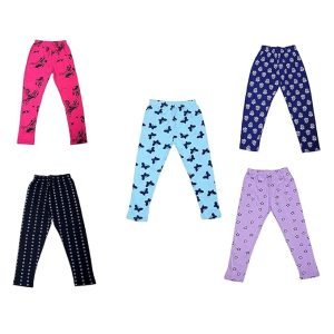 TIK Tookw Wears Girl's Cotton Printed Leggings (Pack of 5)