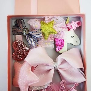 Lovely Baby Girl Hair Clip Set with Box for Girls, Pink, 11 Pcs