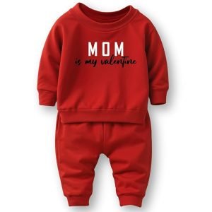 minicult Cotton Kids Coordinated Sweatshirt and Pant Set with Valentine's Day Prints.