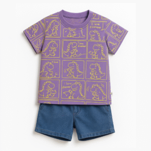 Purple Dinosaur Print T-Shirt and Blue Shorts Set – Tots Paris