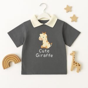 Cute Giraffe Print Polo T-Shirt for Boys – Soft & Stylish