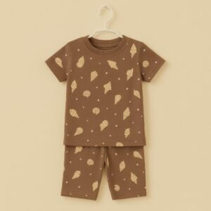 “Choco Cones” Sweet Ice Cream & Stars Printed Cotton Nightwear Set