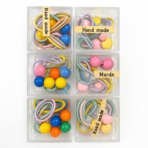 Colorful Elastic Hair Ties (Pack of Six) – Beaded Hair Accessories Set