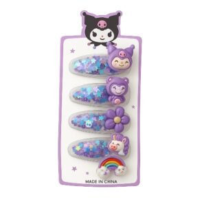 Adorable Purple Fantasy Hair Clips Set (Pack of 5)